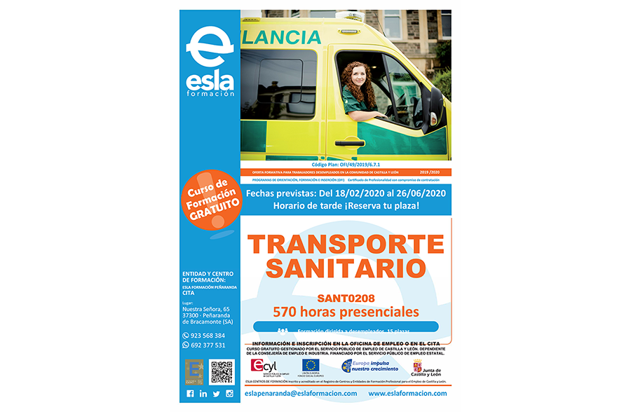 Curso transporte sanitario con Mares Virtuales y Esla Formación