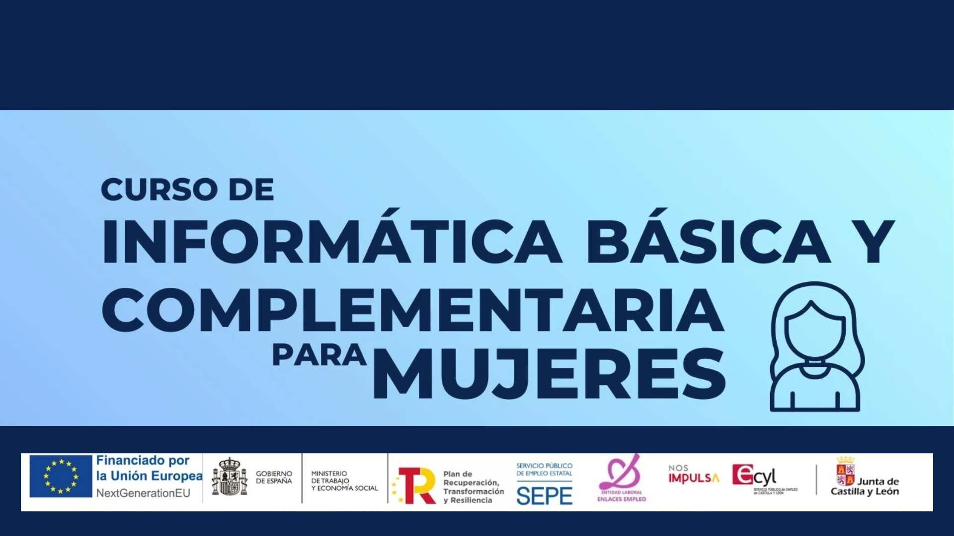 Cartel cursos de informática básica complementaria para mujeres