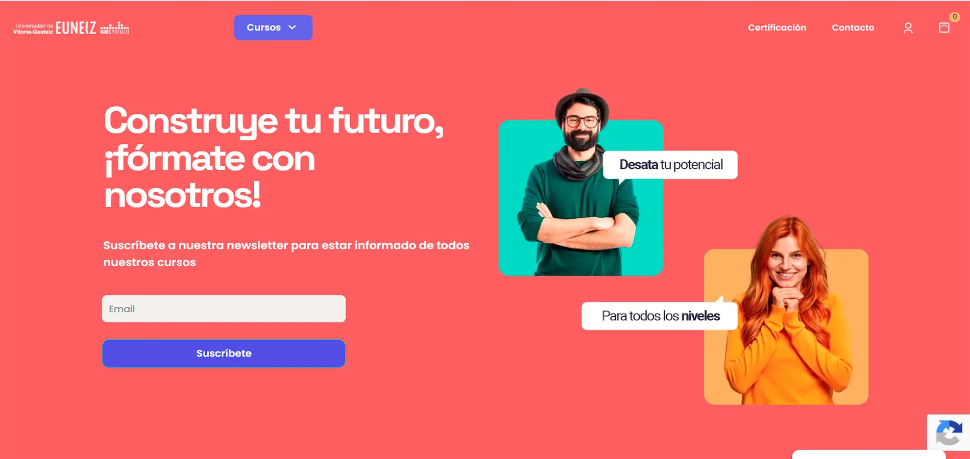 Captura mostrando la landing page de Campus Euneiz