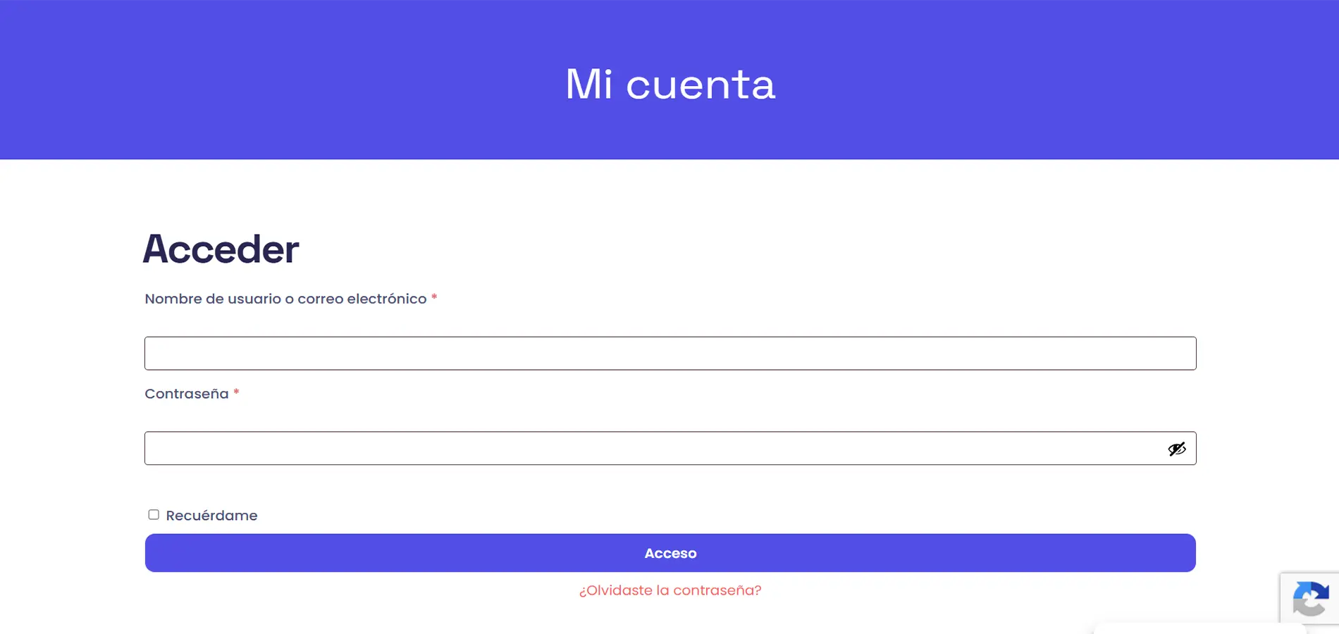 Captura mostrando la página de acceso Mi Cuenta de Campus Euneiz